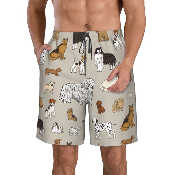 Fotbe Dog Animal Trajes de Baño Estampados para Hombre, Shorts de Verano de Secado Rápido, Ropa de Playa, Bañadores-Large