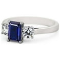 thumbnail image 2 of 1.50 Ct Emerald Cut Blue Sapphire Real Diamond Unique Three Stone Ring for Engagement 14K White Gold Size 11.5, 2 of 7