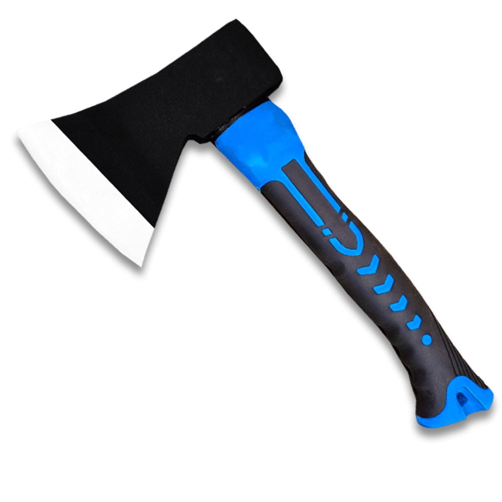 Camping Axe Set of 3, 10 Inch with Carbon Steel Head, Yellow, Orange, and Blue Handle, High Carbon Steel and Rubber Grip