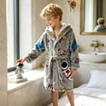 thumbnail image 2 of LIIPEE Boys Hooded Sleepwear Robes Cartoon Graphic Long Sleeve Warm Bathrobes Kids Everyday Homewear 2-7 Years, 2 of 8