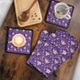 thumbnail image 5 of Purple Fairy Unicorn Pattern Kitchen Oven Mitt and Pot Holder Sets 2 Pcs for Baking, Cooking and Grilling, Heat Resistant Up To 392 °F, 5 of 7