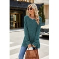 thumbnail image 2 of Women's Round Neck Long Sleeve Ribbed Brushed Slit T-Shirt Top, 2 of 3