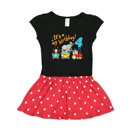 

Inktastic Its My Birthday- Circus Train 4th Birthday Gift Toddler Girl Dress