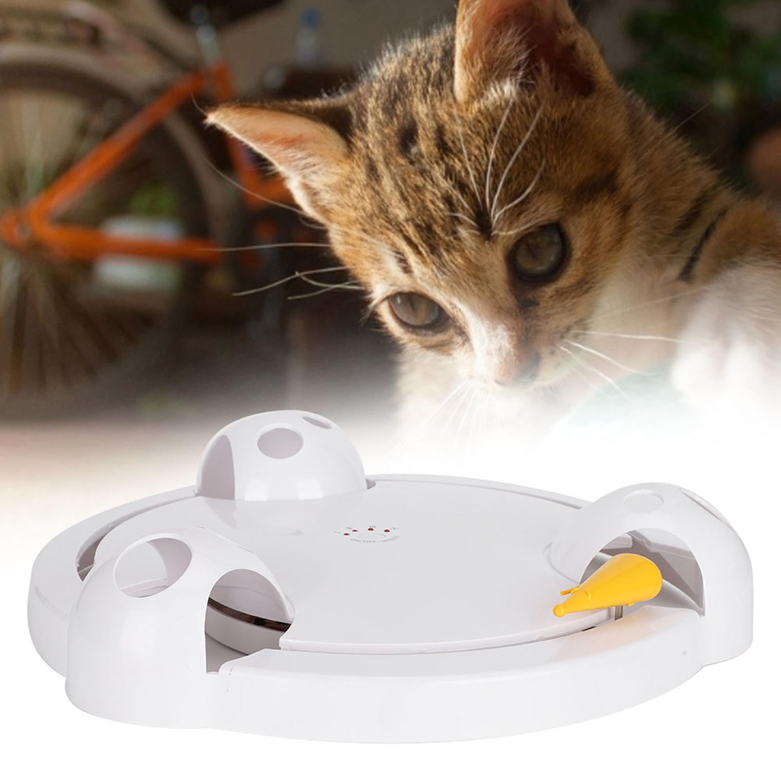 YAHHU Smart Electric Cat Turntable Toy – 4‑Mode Spinning Mouse, Anti‑Skid Pads, Durable Build, White