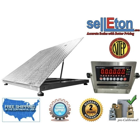 NTEP 48" x 48" 4' Diamond Plate Lift-Top Stainless Steel Floor Scales 5000 lbs