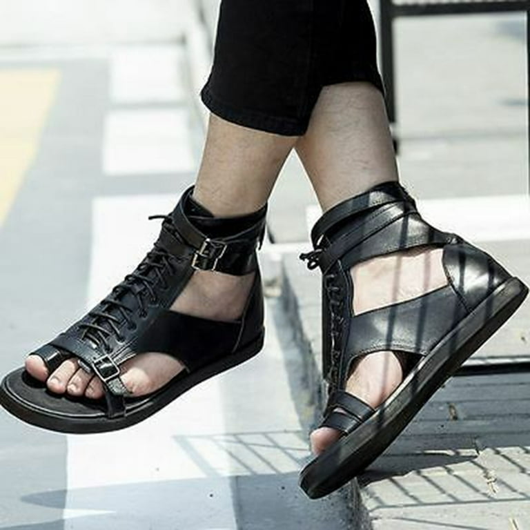 Mens black dress sandals best sale