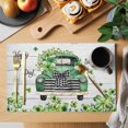 thumbnail image 2 of St. Patrick's Day Placemats Set of 6, Green Truck Clovers Floral Butterfly Wood Placemats for Dining Table, Place Mats for Kitchen Tabletop, Waterproof Wipeable Dining Table Mats Set, 2 of 9
