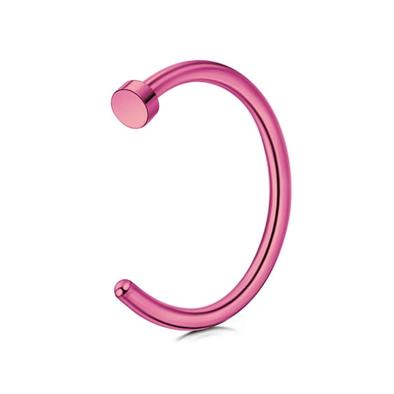 Zhuge 2 pcs Unisex Surgical Titanium Steel Open Nose Ring Hoop Nose Piercing Stud 8mm，Pink