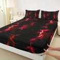 thumbnail image 3 of Feelyou Red Nature Lightning Twin Sheet Sets, Chic Stripe Abstract Ombre Twin Fitted Sheet, Teens Kids Girls Boys Flat Sheet, Microfiber Bedroom Decor, 3-Piece, 3 of 7