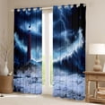 thumbnail image 2 of Homewish Nautical Tsunami Lightning Black Out Curtains, Ocean Marine Lighthouse Curtains Pack of 2 (42x63 Each), Natural Disaster Bedroom Curtains, Window Curtains Decor, 2 of 6
