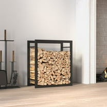 vidaXL Firewood Rack Storage Fire Log Stand Stacker Holder Matt Black Steel