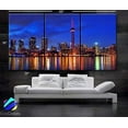 thumbnail image 2 of BoxColors - Large 30"x 60" 3 Panels 30"x20" Ea Art Canvas Print Toronto Canada Skyline Night Light Downtown Bridge Wall Home Decor Interior (Framed 1.5" Depth), 2 of 6