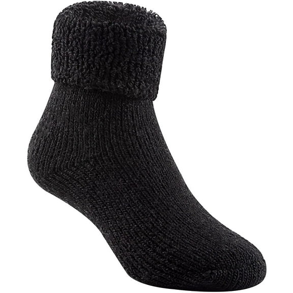 Lian LifeStyle Girl's 6 Pairs Extra Thick Wool Boot Socks Crew Plain LK01 Black 2Y-5Y