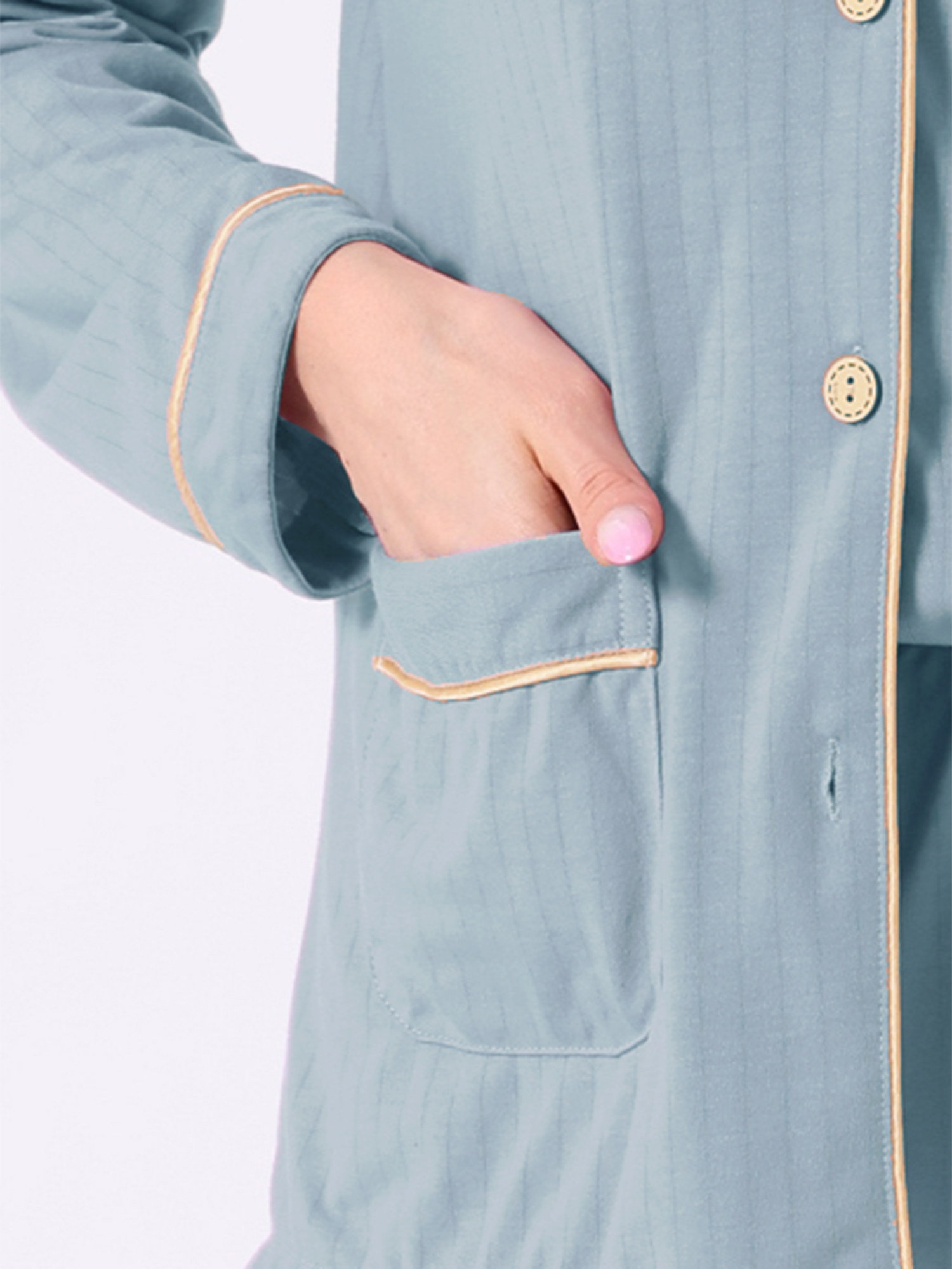 DARING DIVA Cotton Pajamas Long Sleeve Lounge Sets Button Down Pants S Blue