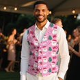 thumbnail image 4 of Yuyamidu Santa Claus Men's Suit Vest Size 3XL Xmas Tree V Neck Business Dress Vests Pink Christmas Formal Wedding Waistcoat Slim Fit, 4 of 7