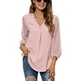 thumbnail image 1 of SAYOO Blusas de gasa de patchwork con cuello en V de manga 3/4 para mujer primavera otoño SAYOO moda, 1 of 6