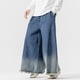 thumbnail image 1 of Pantalones de mezclilla de pierna ancha vintage para hombre, cintura elástica, rectos y con bolsillos., 1 of 5