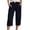 Dark Blue, variant on ABATAB Womens Capri Pants Casual Summer Cotton Linen Capris Drawstring Elastic Waisted Wide Leg Cropped Trouser