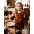 thumbnail image 4 of Happy Town Toddler Girls Fall Winter A‑Line Long Sleeve Dress Bow Ruffle Cuffs Party Dress for Little Kids, 4 of 7