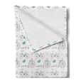 thumbnail image 2 of Bicycle Soft Flannel Fleece Blanket, Diverse Size Repeating Nostalgic Bikes with Heart and Leaf Motifs Hipster Art, Cozy Plush for Indoor and Outdoor Use, 50" x 60", Soft Pink Blue, by Ambesonne, 2 of 5