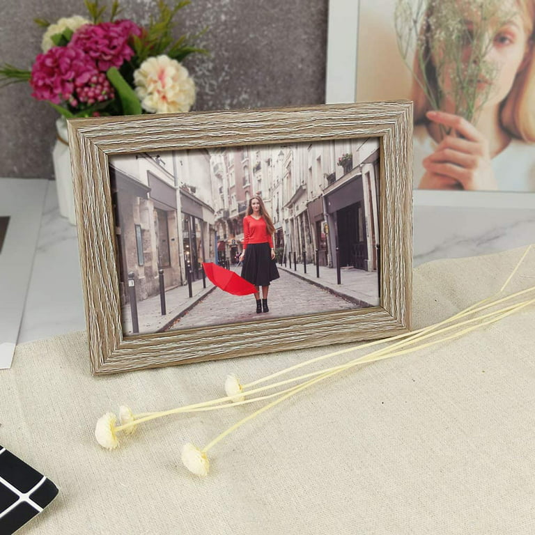 Emfogo 4x6 Picture Frames Photo Display for Tabletop Display Wall Mount  Solid Wood High Definition Glass Photo Frame Pack of 2