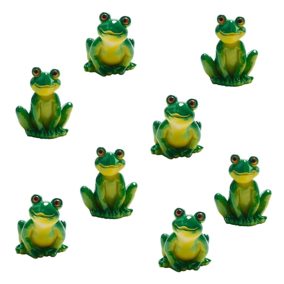 8 Pcs Miniature Frog Figurines - Resin Fairy Garden Mini Moss DIY Terrarium Crafts Home Décor Ornaments.