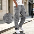 thumbnail image 2 of Zynoxe Cargo Pants for Men with Multi Pocket Comfy Elastic Waist Drawstring Trousers Fashionable Solid Color Hiking Pants Versatile Outdoor Tapered Jogger Pants, 2 of 9