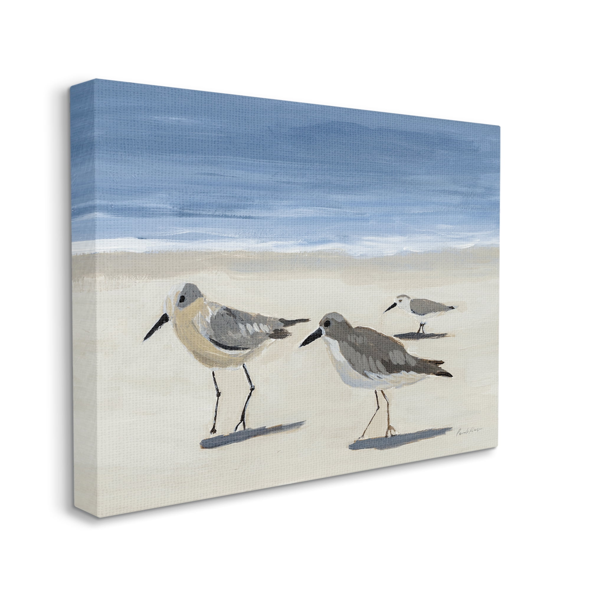 Stupell Industries Sandpipers on Shore Painting Animals & Insects Painting Gallery Wrapped Canvas Print Wall Art, 20 x 16