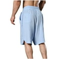 thumbnail image 6 of JIUKE Mens Cotton Linen Shorts Knee Length Elastic Waist Drawstring Casual Shorts Lightweight Summer Beach Shorts, 6 of 6