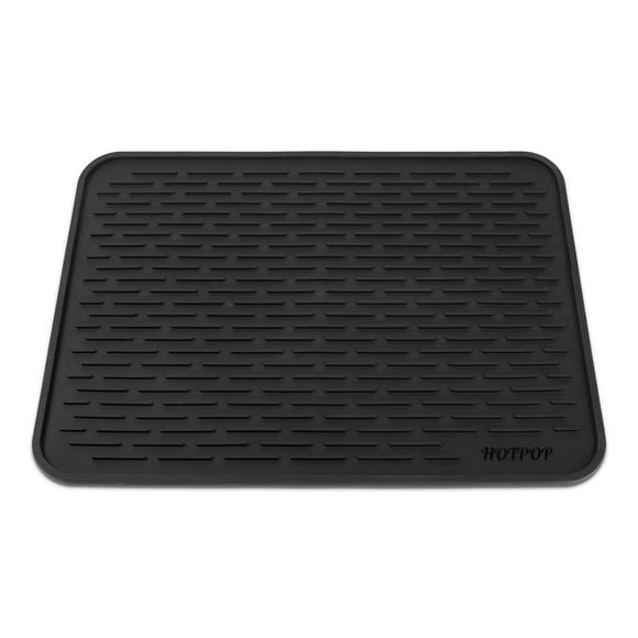 Hotpop Tapete Para Secar Platos De Silicona Súper Resistente, Mediano (16 X 12 Pulgadas) Y Salvamanteles, Apto Para Lavavajillas, Resistente Al Calor, Ecológico (Negro)