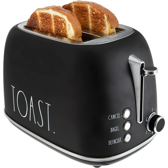 Rae Dunn 2-Slice Toaster, Stainless Steel with 6 Browning Levels, Extra Wide Slots