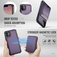 thumbnail image 3 of JEEHOOD Case For Apple iPhone 12, RFID Blocking, PU Leather,Compatible With MagSafe Detachable 2 In 1 Wallet With Built-in Push Card Holder,Kickstand Magnetic Protective Cover,Purple,For iPhone 12, 3 of 8