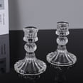 thumbnail image 3 of 2 Pieces Candle Holders Clear Glass Candlestick Holder Stable Glass Candle Stands Table Decoration Crystal Tall Candle Holders for Wedding Dinning Party Candles Stick Centerpiece Decors, 3 of 5