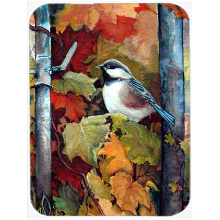 Chickadee Glass - Caroline's Treasures Fence Sitter Chickadee Glass Cutting Board Large