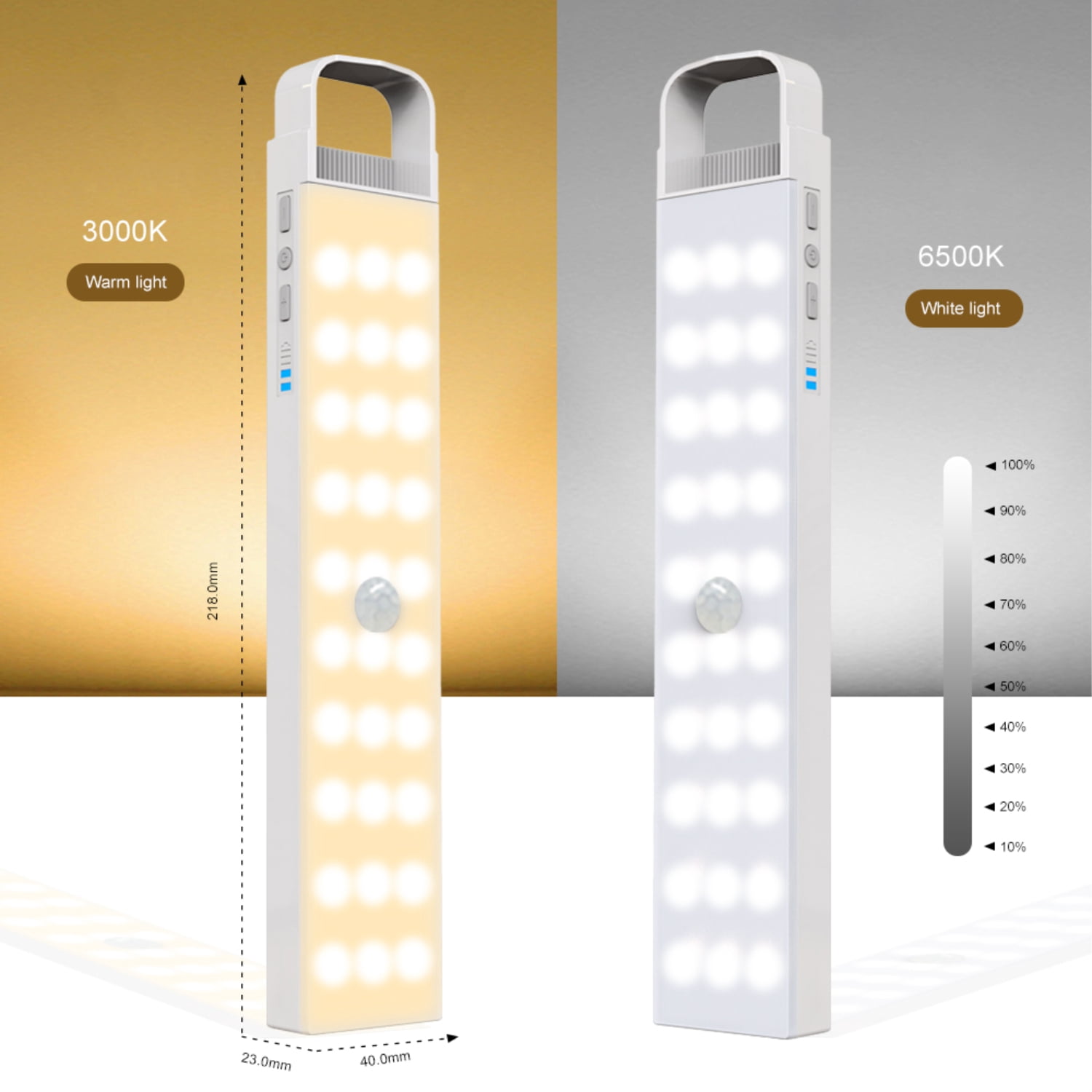 1000mAh Motion Sensor Light, 60-LED Under Cabinet Lighting, 2-Color Magnetic Rechargeable Wireless Closet Night Lights Bar (4 pack)