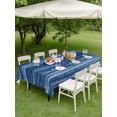 thumbnail image 4 of Outdoor Tablecloths with Umbrella Hole & Zipper, Navy Blue Rectangle Tablecloth 52x70 Inch, Vintage Modern Abstract Art Ombre Waterproof Table Cloth, Patio/Pool/Picnic Table Covers, 4 of 8