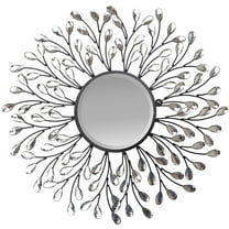 Lulu Decor, Decorative Crystal Metal Vine Wall Mirror, Beveled Mirror, Frame Measures 24", Mirror Measures 11", Perfect for Housewarming Gift (L72MC)