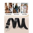 thumbnail image 2 of Punplita Women's Belts for Jeans Genuine Leather Black Belt with Silver Buckle, 2 of 7