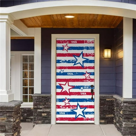 UPC: 0841282146129 | My Door Decor 285906PATR-003 36 x 80 in. Stars & Stripes Patriotic Front Door Mural Sign Banner Decor Multi Color