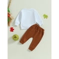 thumbnail image 4 of Wassery Toddler Boys 2PCS Pants Sets Long Sleeve Letter Print Sweatshirt Tops and Drawstring Sweatpants 6M 12M 18M 24M 3T Infant Baby Boys Halloween Clothes, 4 of 8