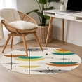 thumbnail image 5 of Boho Modern Round Rugs 4ft, Middle Century Teal Yellow Orange Geometric Non Slip Washable Rug Runner, Low Pile Indoor Floor Carpet Mat Bathroom Rugs for Living Room, Bedroom, Kids Room, 5 of 9