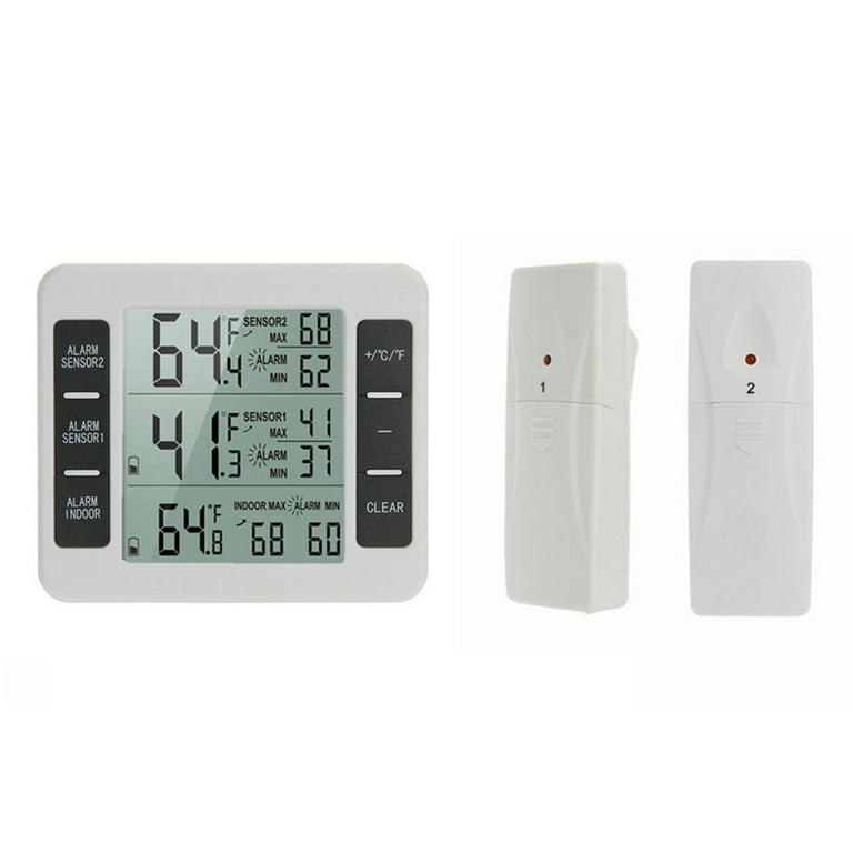 Indoor Outdoor Wireless Digital Freezer Alarm Thermometer Fridge Home 1-2  Sensor