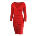 thumbnail image 5 of Ketyyh-chn99 Robes de Bal pour Femmes Robe de Mariage Formelle Col en V Manches Courtes Robe de Soirée Élégante Robe Maxi de Fête Rouge, TG, 5 of 5
