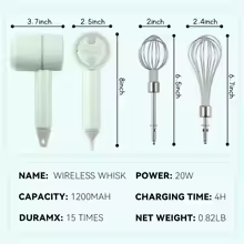 thumbnail image 3 of Handheld electric mixer beater Portable Hand Mixer – Includes Milk Frother, Egg Beater, and Food Processor Attachments for Baking and Kneading, 3 of 5