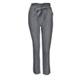 thumbnail image 3 of Gibobby Bolsillos casuales Bowtie Cintura Harem Up Mujeres Cintura Pantalones de encaje Pantalones Pantalones elásticos altos (Grey, XL), 3 of 5