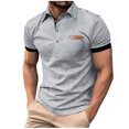 thumbnail image 2 of Camisetas Elvqul para Hombre Casuales Gris Manga Corta Diseño Solapa Botones, 2 of 9