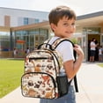 thumbnail image 3 of Uorisanigo Cute Dinosaur Coffee Kids Backpack for Ages 6-8, Large Capacity Preschool Rucksack with Front Zipper, Breathable Lightweight Backpack for Daily School, 3 of 7