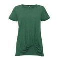 thumbnail image 3 of Abcnature Women's Tops Short Sleeve Twist Knotted T Shirts Summer Blouse Tunic Tops Solid O-Neck T-Shirt Green M, 3 of 7