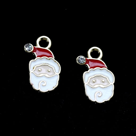 OULII Fashion Santa Head Charms Multi Color Alloy for Necklace Bracelet 10Pcs