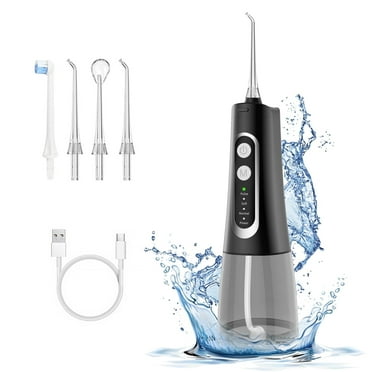 AMBLER Cordless Water Flosser for Teeth,4 Modes 4 Jet Tips Rechargeable Dental Oral Irrigator for Home and Travel (Black)